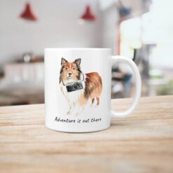 Adventure is out there Shetland Sheepdog dog mug (Illustrated collection) 18 adventure is out there dog mug shetland sheepdog handle right kitchen