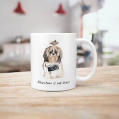 Adventure is out there Shih tzu Long hair dog mug (Illustrated collection) 18 adventure is out there dog mug shih tzu long hair handle right kitchen