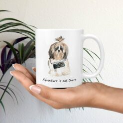 Adventure is out there Shih tzu Long hair dog mug (Illustrated collection) 19 adventure is out there dog mug shih tzu long hair mug in hand plant
