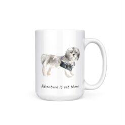 Adventure is out there Shih tzu Short hair dog mug (Illustrated collection) 15 adventure is out there dog mug shih tzu short hair 15oz handle right white