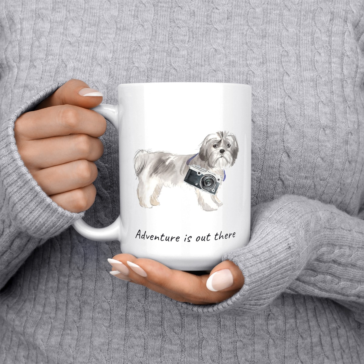 Adventure is out there Shih tzu Short hair dog mug (Illustrated collection) 5 Adventure is out there Shih tzu Short hair dog mug (Illustrated collection) - Image 3