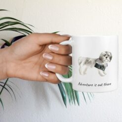 Adventure is out there Shih tzu Short hair dog mug (Illustrated collection) 17 adventure is out there dog mug shih tzu short hair hand holding plant