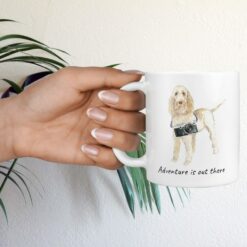 adventure is out there dog mug spinone italiano hand holding plant