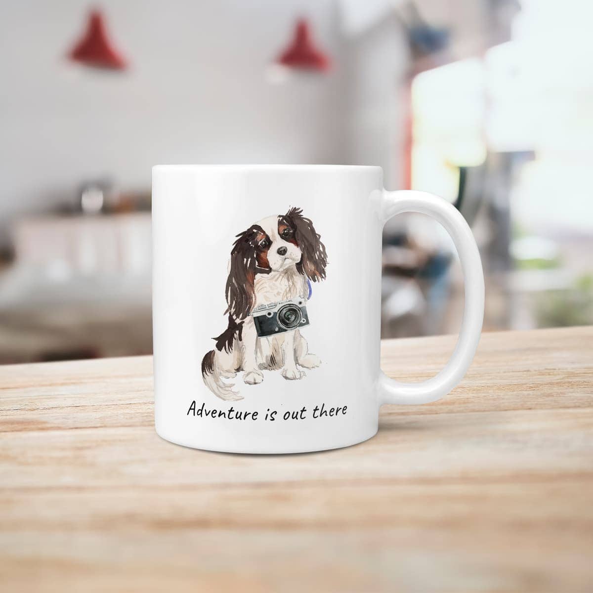 Adventure is out there Tri colour King Charles Spaniel dog mug (Illustrated collection) 10 Adventure is out there Tri colour King Charles Spaniel dog mug (Illustrated collection) - Image 8