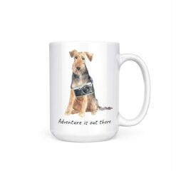 Adventure is out there Welsh Terrier dog mug (Illustrated collection) 15 adventure is out there dog mug welsh terrier 15oz handle right white
