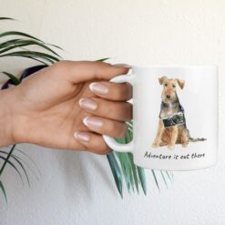 Adventure is out there Welsh Terrier dog mug (Illustrated collection) 17 adventure is out there dog mug welsh terrier hand holding plant
