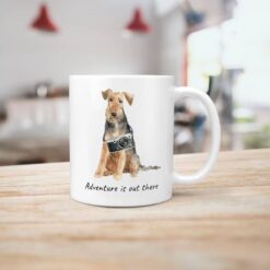 Adventure is out there Welsh Terrier dog mug (Illustrated collection) 18 adventure is out there dog mug welsh terrier handle right kitchen