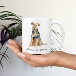 Adventure is out there Welsh Terrier dog mug (Illustrated collection) 19 adventure is out there dog mug welsh terrier mug in hand plant