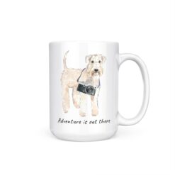 Adventure is out there Wheaten Terrier dog mug (Illustrated collection) 15 adventure is out there dog mug wheaten terrier 15oz handle right white