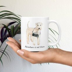Adventure is out there Wheaten Terrier dog mug (Illustrated collection) 19 adventure is out there dog mug wheaten terrier mug in hand plant