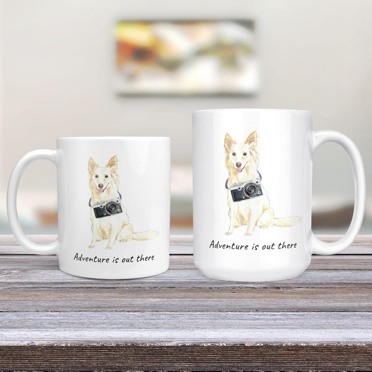 Adventure is out there White Collie dog mug (Illustrated collection) 4 Adventure is out there White Collie dog mug (Illustrated collection) - Image 2