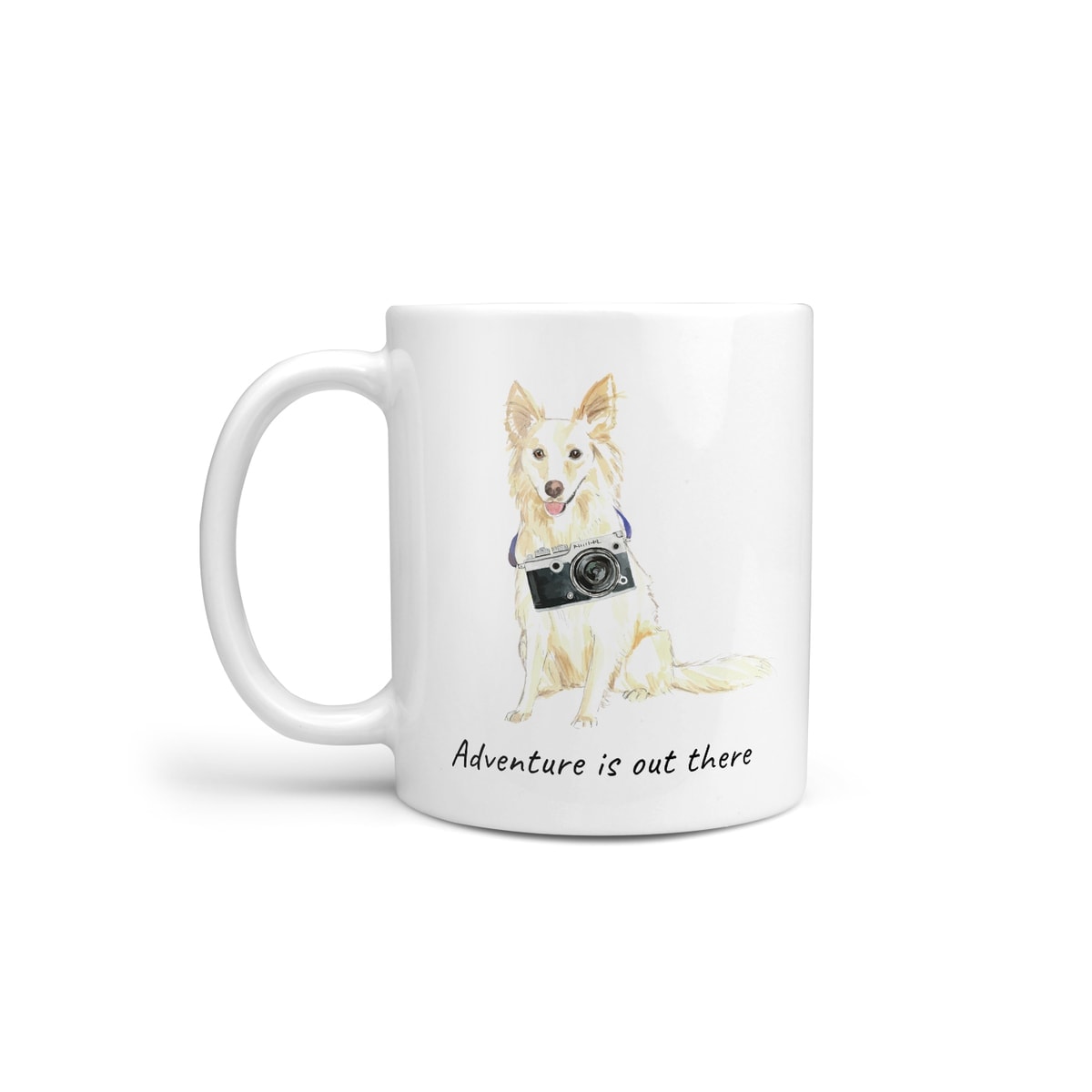 Adventure is out there White Collie dog mug (Illustrated collection) 3 Adventure is out there White Collie dog mug (Illustrated collection)