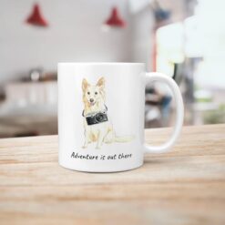 Adventure is out there White Collie dog mug (Illustrated collection) 18 adventure is out there dog mug white collie handle right kitchen