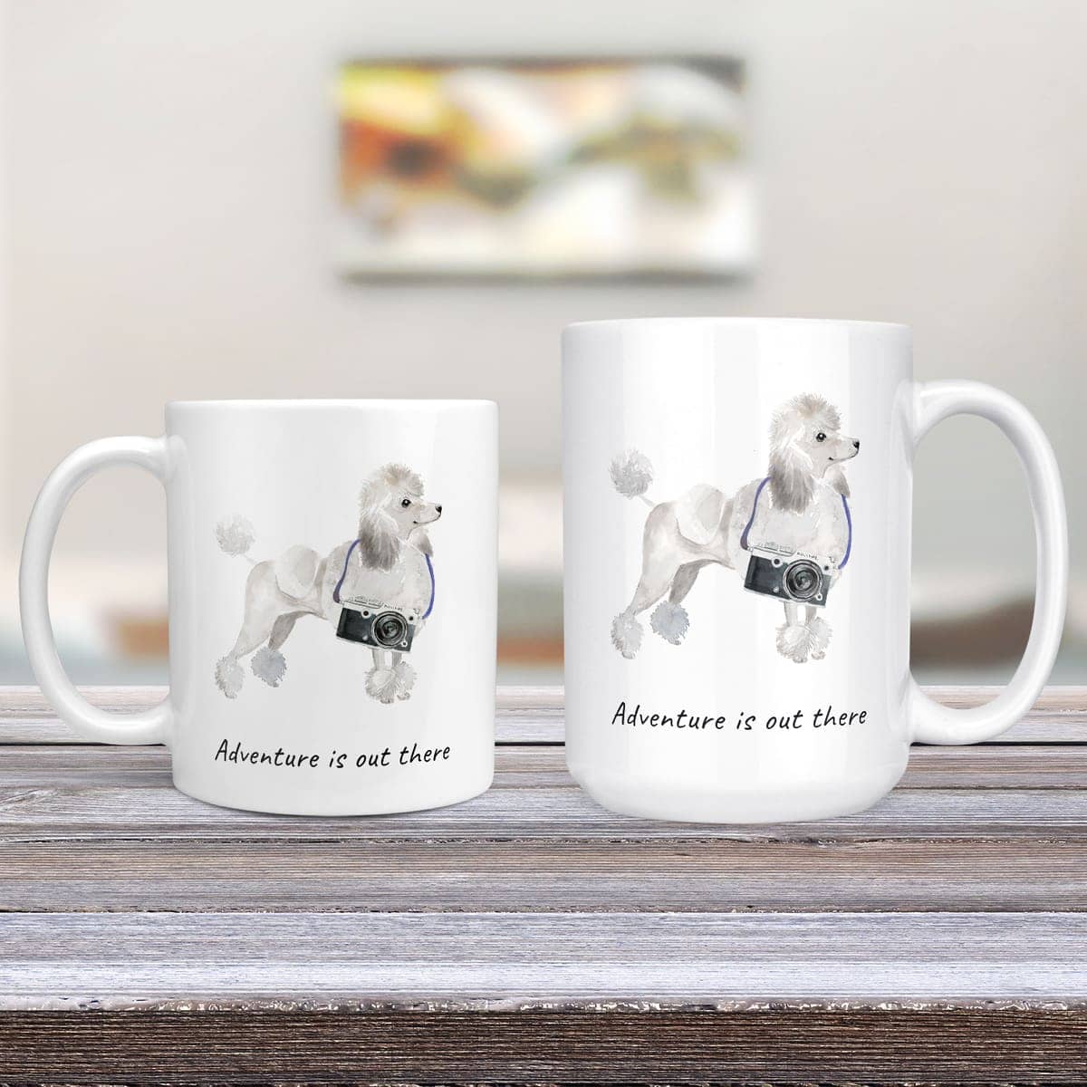 Adventure is out there White poodle dog mug (Illustrated collection) 4 Adventure is out there White poodle dog mug (Illustrated collection) - Image 2