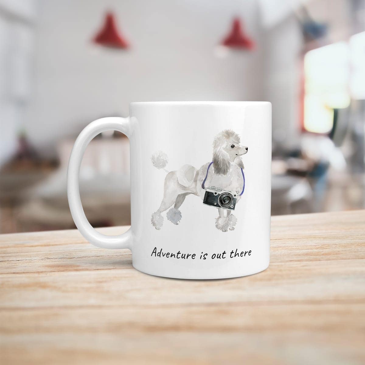 Adventure is out there White poodle dog mug (Illustrated collection) 6 Adventure is out there White poodle dog mug (Illustrated collection) - Image 4