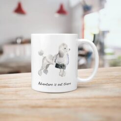 Adventure is out there White poodle dog mug (Illustrated collection) 18 adventure is out there dog mug white poodle handle right kitchen