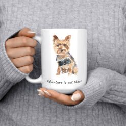 Adventure is out there Yorkshire Terrier dog mug (Illustrated collection) 13 adventure is out there dog mug yorkshire terrier 15oz jumper front