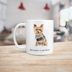 Adventure is out there Yorkshire Terrier dog mug (Illustrated collection) 14 adventure is out there dog mug yorkshire terrier handle left kitchen