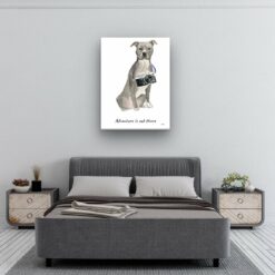 Adventure is out there American Staffordshire terrier grey dog canvas print illustration. Pre-stretched wall art ready to hang 11 adventure is out there portrait canvas american staffordshire terrier grey 30x40 bedroom