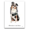 adventure is out there portrait canvas australian shepherd print front view