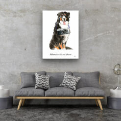 Adventure is out there Bernese Mountain Dog dog canvas print illustration. Pre-stretched wall art ready to hang 13 adventure is out there portrait canvas bernese mountain dog 30x40 living room