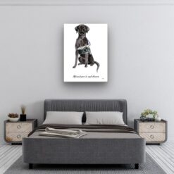 Adventure is out there Black Lab dog canvas print illustration. Pre-stretched wall art ready to hang 11 adventure is out there portrait canvas black lab 30x40 bedroom