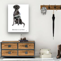 Adventure is out there Black Lab dog canvas print illustration. Pre-stretched wall art ready to hang 12 adventure is out there portrait canvas black lab 30x40 hall