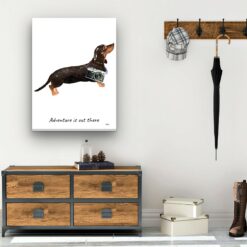 Adventure is out there Black & Tan Dachshund dog canvas print illustration. Pre-stretched wall art ready to hang 12 adventure is out there portrait canvas black tan dachshund 30x40 hall