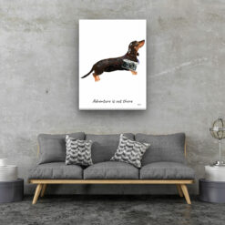 Adventure is out there Black & Tan Dachshund dog canvas print illustration. Pre-stretched wall art ready to hang 13 adventure is out there portrait canvas black tan dachshund 30x40 living room