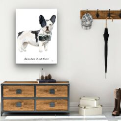 adventure is out there portrait canvas blackwhite french bulldog 30x40 hall