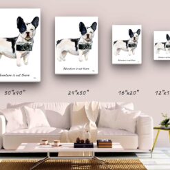 adventure is out there portrait canvas blackwhite french bulldog size comparison