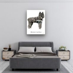 Adventure is out there Bouvier des Flandres dog canvas print illustration. Pre-stretched wall art ready to hang 9 adventure is out there portrait canvas bouvier des flandres 30x40 bedroom