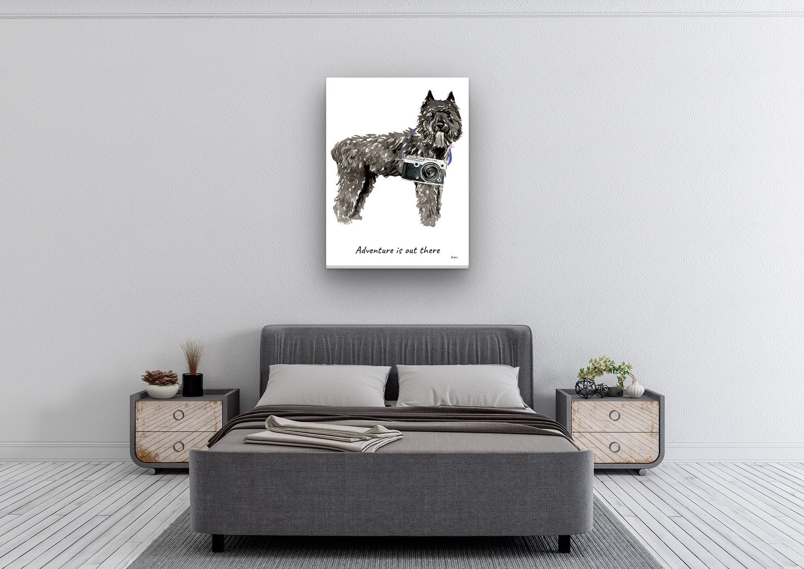 Adventure is out there Bouvier des Flandres dog canvas print illustration. Pre-stretched wall art ready to hang 4 Adventure is out there Bouvier des Flandres dog canvas print illustration. Pre-stretched wall art ready to hang - Image 4