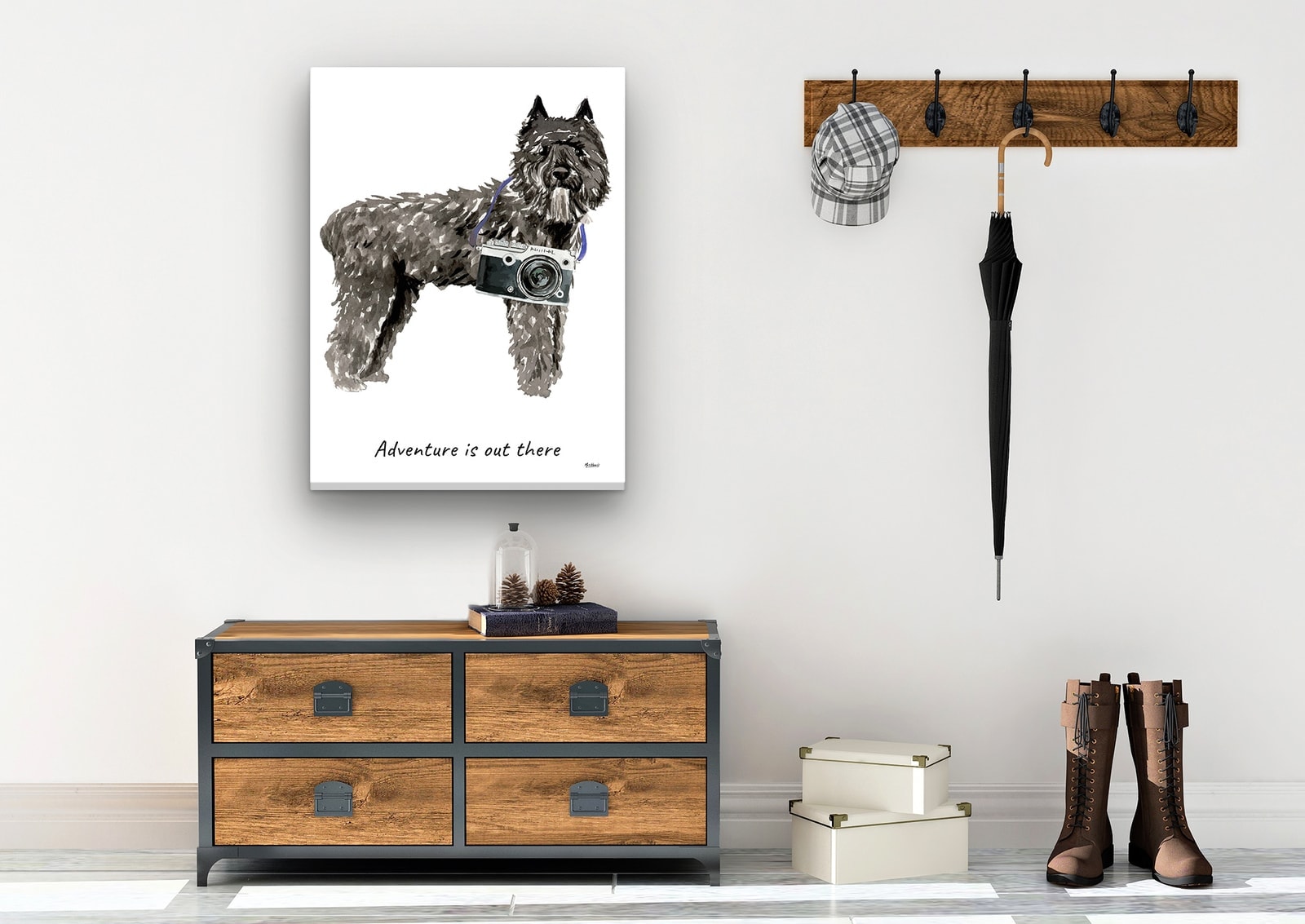 Adventure is out there Bouvier des Flandres dog canvas print illustration. Pre-stretched wall art ready to hang 5 Adventure is out there Bouvier des Flandres dog canvas print illustration. Pre-stretched wall art ready to hang - Image 5