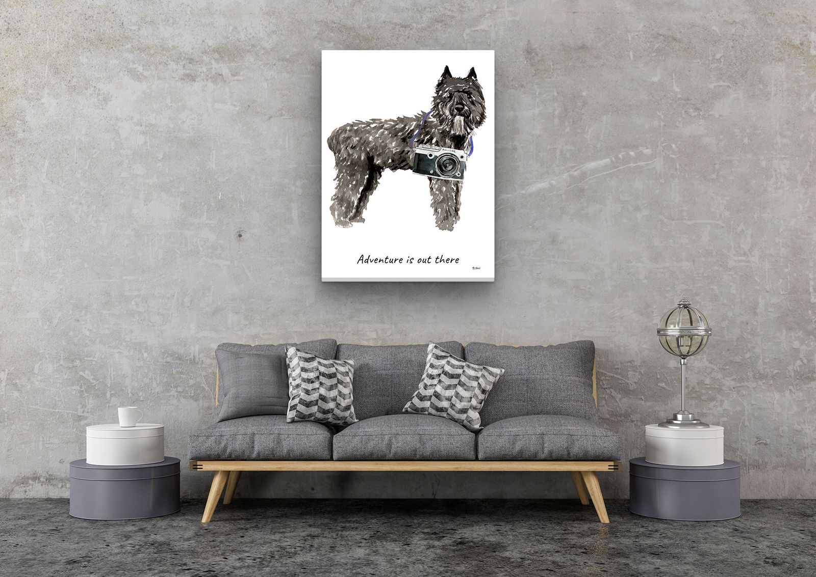 Adventure is out there Bouvier des Flandres dog canvas print illustration. Pre-stretched wall art ready to hang 6 Adventure is out there Bouvier des Flandres dog canvas print illustration. Pre-stretched wall art ready to hang - Image 6