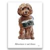 Adventure is out there Brown Cockapoo dog canvas print illustration. Pre-stretched wall art ready to hang 1 adventure is out there portrait canvas brown cockapoo print front view