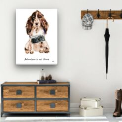 Adventure is out there Brown Cocker Spaniel dog canvas print illustration. Pre-stretched wall art ready to hang 12 adventure is out there portrait canvas brown cocker spaniel 30x40 hall