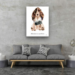 Adventure is out there Brown Cocker Spaniel dog canvas print illustration. Pre-stretched wall art ready to hang 13 adventure is out there portrait canvas brown cocker spaniel 30x40 living room