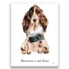 Adventure is out there Brown Cocker Spaniel dog canvas print illustration. Pre-stretched wall art ready to hang 2 adventure is out there portrait canvas brown cocker spaniel print front view