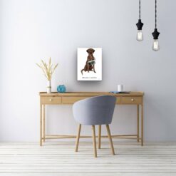 Adventure is out there Brown Labrador retriever dog canvas print illustration. Pre-stretched wall art ready to hang 10 adventure is out there portrait canvas brown labrador retriever 12x16 office