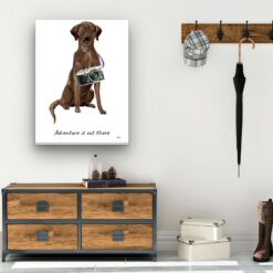 Adventure is out there Brown Labrador retriever dog canvas print illustration. Pre-stretched wall art ready to hang 12 adventure is out there portrait canvas brown labrador retriever 30x40 hall