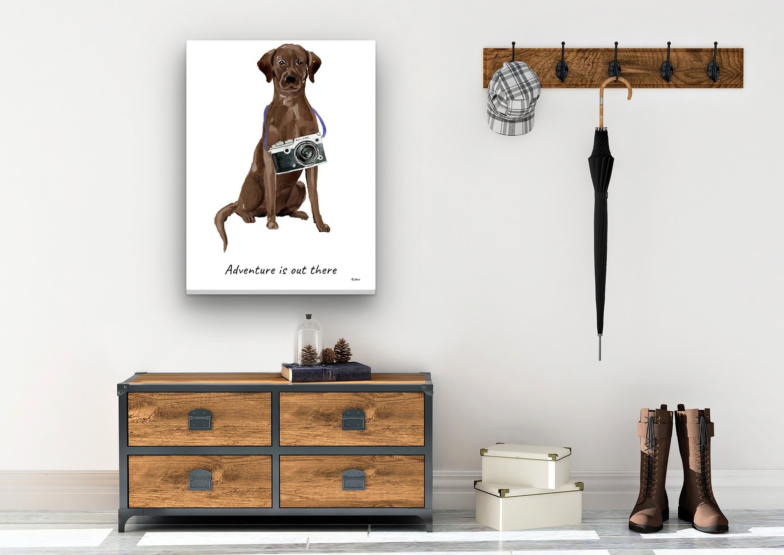 Adventure is out there Brown Labrador retriever dog canvas print illustration. Pre-stretched wall art ready to hang 7 Adventure is out there Brown Labrador retriever dog canvas print illustration. Pre-stretched wall art ready to hang - Image 5