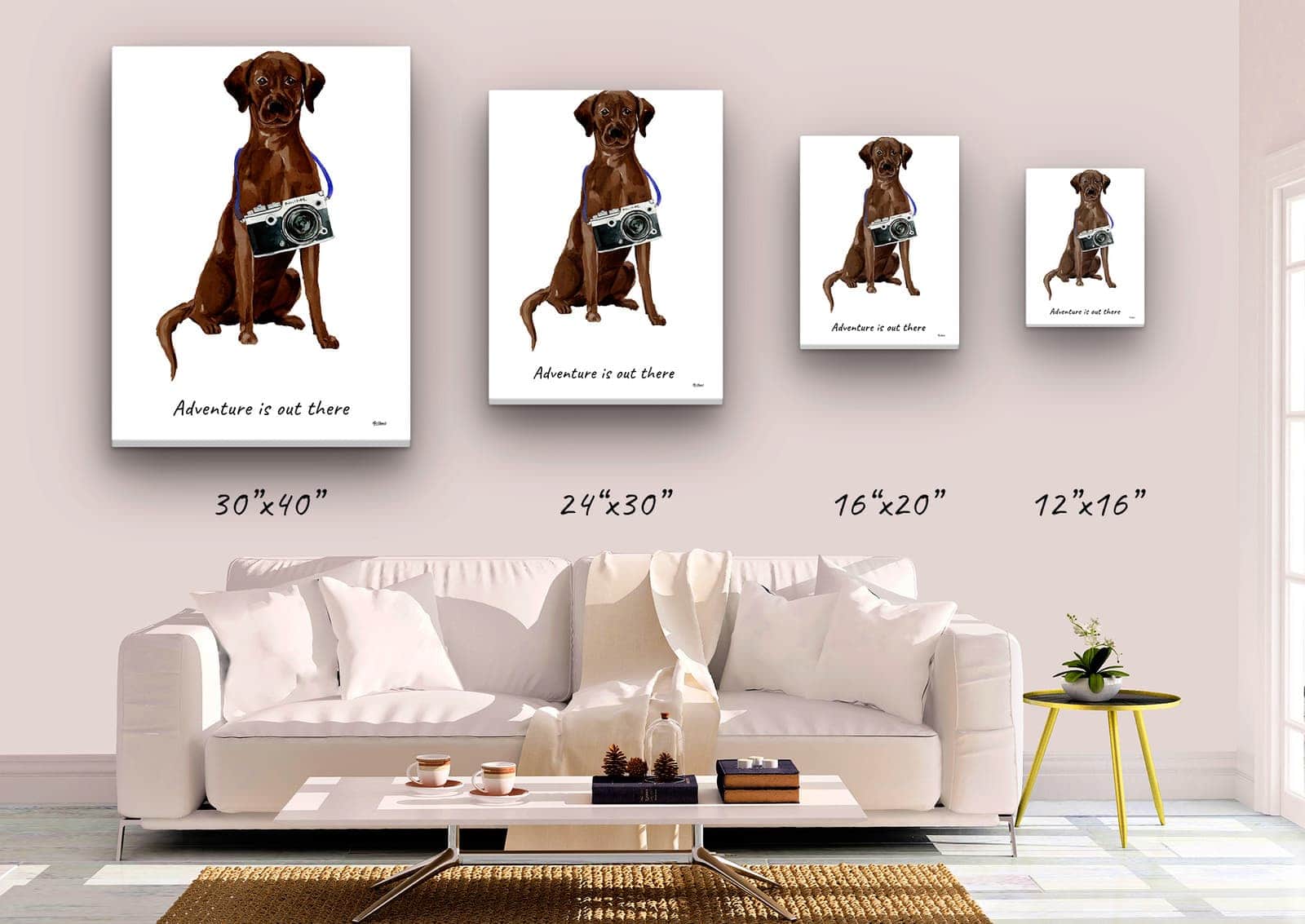 Adventure is out there Brown Labrador retriever dog canvas print illustration. Pre-stretched wall art ready to hang 4 Adventure is out there Brown Labrador retriever dog canvas print illustration. Pre-stretched wall art ready to hang - Image 2