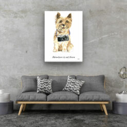 Adventure is out there Cairn Terrier dog canvas print illustration. Pre-stretched wall art ready to hang 13 adventure is out there portrait canvas cairn terrier 30x40 living room