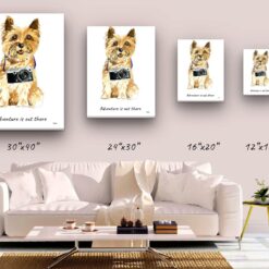 Adventure is out there Cairn Terrier dog canvas print illustration. Pre-stretched wall art ready to hang 9 adventure is out there portrait canvas cairn terrier size comparison