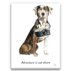 Adventure is out there Catahoula Leopard Dog dog canvas print illustration. Pre-stretched wall art ready to hang