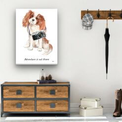Adventure is out there Cavalier King Charles Spaniel dog canvas print illustration. Pre-stretched wall art ready to hang 12 adventure is out there portrait canvas cavalier king charles spaniel 30x40 hall