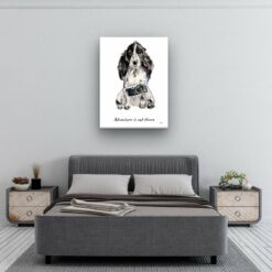 Adventure is out there Cocker Spaniel dog canvas print illustration. Pre-stretched wall art ready to hang 11 adventure is out there portrait canvas cocker spaniel 30x40 bedroom
