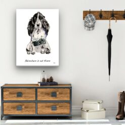 Adventure is out there Cocker Spaniel dog canvas print illustration. Pre-stretched wall art ready to hang 12 adventure is out there portrait canvas cocker spaniel 30x40 hall