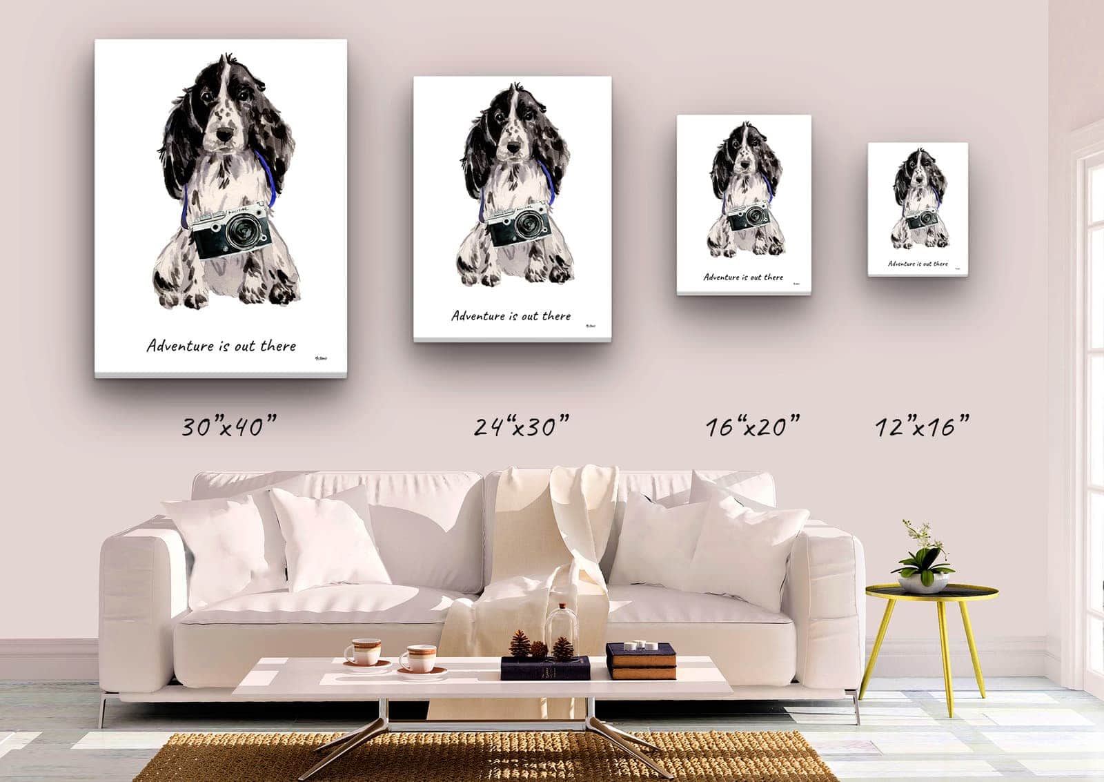Adventure is out there Cocker Spaniel dog canvas print illustration. Pre-stretched wall art ready to hang 4 Adventure is out there Cocker Spaniel dog canvas print illustration. Pre-stretched wall art ready to hang - Image 2